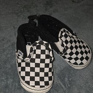 Vans Kids Checkered Slip-On Shoes - Black and White Infant Size 3